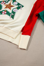 Load image into Gallery viewer, Color Block Star Side Slit Lantern Sleeve Sweatshirt