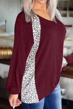 Load image into Gallery viewer, Full Size Leopard V-Neck Long Sleeve T-Shirt