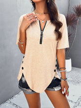 Load image into Gallery viewer, Half Zip Half Sleeve T-Shirt