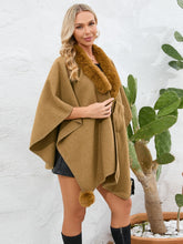 Load image into Gallery viewer, Fuzzy Trim Open Front Poncho