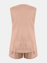 Load image into Gallery viewer, Full Size Waffle-Knit Notched Top and Shorts Set