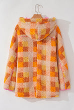 Load image into Gallery viewer, Checkered Long Sleeve Sherpa Hooded Jacket