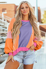 Load image into Gallery viewer, Color Block Round Neck Long Sleeve Top
