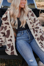 Load image into Gallery viewer, Cow Print Button Up Corduroy Shacket