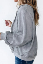 Load image into Gallery viewer, Waffle-Knit Round Neck Long Sleeve Top