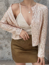 Load image into Gallery viewer, Full Size Sequin Open Front Cropped Jacket