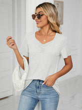 Load image into Gallery viewer, Ruched V-Neck Short Sleeve T-Shirt