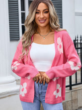 Load image into Gallery viewer, Flower Open Front Long Sleeve Cardigan
