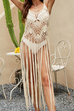 Load image into Gallery viewer, Cutout Fringe Scoop Neck Cover-Up