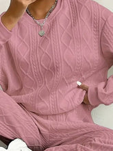Load image into Gallery viewer, Texture Round Neck Top and Pants Set