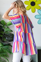 Load image into Gallery viewer, Heimish Full Size Short Sleeve Striped Tiered Top