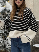 Load image into Gallery viewer, Striped Mock Neck Long Sleeve Sweater