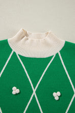 Load image into Gallery viewer, Diamond Pattern Contrast Trim Mock Neck Sweater
