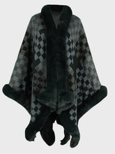 Load image into Gallery viewer, Fuzzy Checkered Long Sleeve Poncho