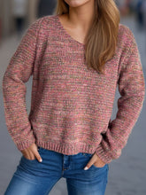 Load image into Gallery viewer, Heathered V-Neck Long Sleeve Sweater