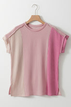 Load image into Gallery viewer, Color Block Round Neck Short Sleeve T-Shirt