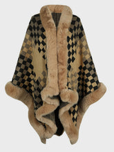 Load image into Gallery viewer, Fuzzy Checkered Long Sleeve Poncho