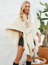 Load image into Gallery viewer, Fuzzy Trim Open Front Poncho