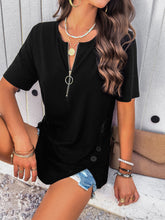 Load image into Gallery viewer, Half Zip Half Sleeve T-Shirt