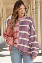 Load image into Gallery viewer, Striped Round Neck Long Sleeve Knit Top