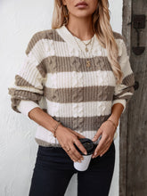 Load image into Gallery viewer, Striped Round Neck Long Sleeve Sweater