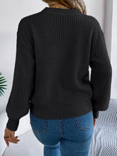 Load image into Gallery viewer, LOVE Heart Round Neck Dropped Shoulder Sweater