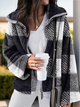 Load image into Gallery viewer, Full Size Plaid Zip Up Long Sleeve Jacket