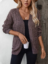 Load image into Gallery viewer, Cable-Knit Open Front Long Sleeve Cardigan