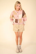 Load image into Gallery viewer, VERY J Color Block Button Down Textured Sweater Cardigan
