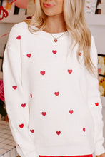 Load image into Gallery viewer, Heart Round Neck Long Sleeve Sweater