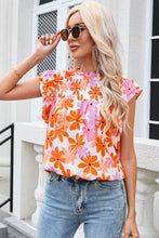 Load image into Gallery viewer, Printed Round Neck Cap Sleeve Blouse