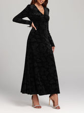 Load image into Gallery viewer, Rose Print V-Neck Long Sleeve Dress