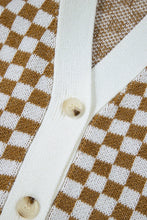 Load image into Gallery viewer, Checkered V-Neck Long Sleeve Cardigan