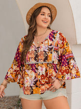 Load image into Gallery viewer, Plus Size Printed Tie Neck Blouse