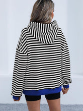 Load image into Gallery viewer, Drawstring Striped Long Sleeve Hoodie