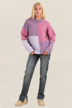 Load image into Gallery viewer, VERY J Color Block Mock Neck Drop Shoulder Sweater