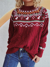 Load image into Gallery viewer, Cable-Knit Mock Neck Long Sleeve Sweater