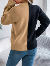 Load image into Gallery viewer, Contrast Round Neck Long Sleeve Sweater