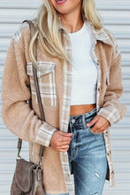 Load image into Gallery viewer, Pocketed Plaid Collared Neck Sherpa Jacket