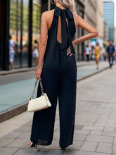 Load image into Gallery viewer, Tied Grecian Wide Leg Jumpsuit