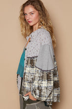Load image into Gallery viewer, POL Balloon Sleeve Floral Color Block Plaid Shirt