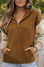 Load image into Gallery viewer, Contrast Half Zip Long Sleeve Hoodie