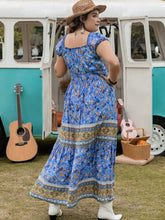Load image into Gallery viewer, Plus Size Smocked Printed Cap Sleeve Dress