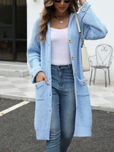 Load image into Gallery viewer, Pocketed Button Up Long Sleeve Hooded Cardigan