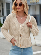 Load image into Gallery viewer, Round Neck Button Up Cardigan with Pockets