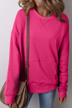 Load image into Gallery viewer, Solid Color Round Neck Long Sleeve Sweatshirt