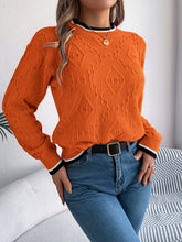 Load image into Gallery viewer, Contrast Trim Round Neck Long Sleeve Sweater