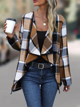 Load image into Gallery viewer, Plaid Open Front Long Sleeve Jacket
