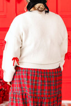 Load image into Gallery viewer, Bow Trim Round Neck Long Sleeve Sweater