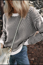 Load image into Gallery viewer, Striped Round Neck Long Sleeve Sweater